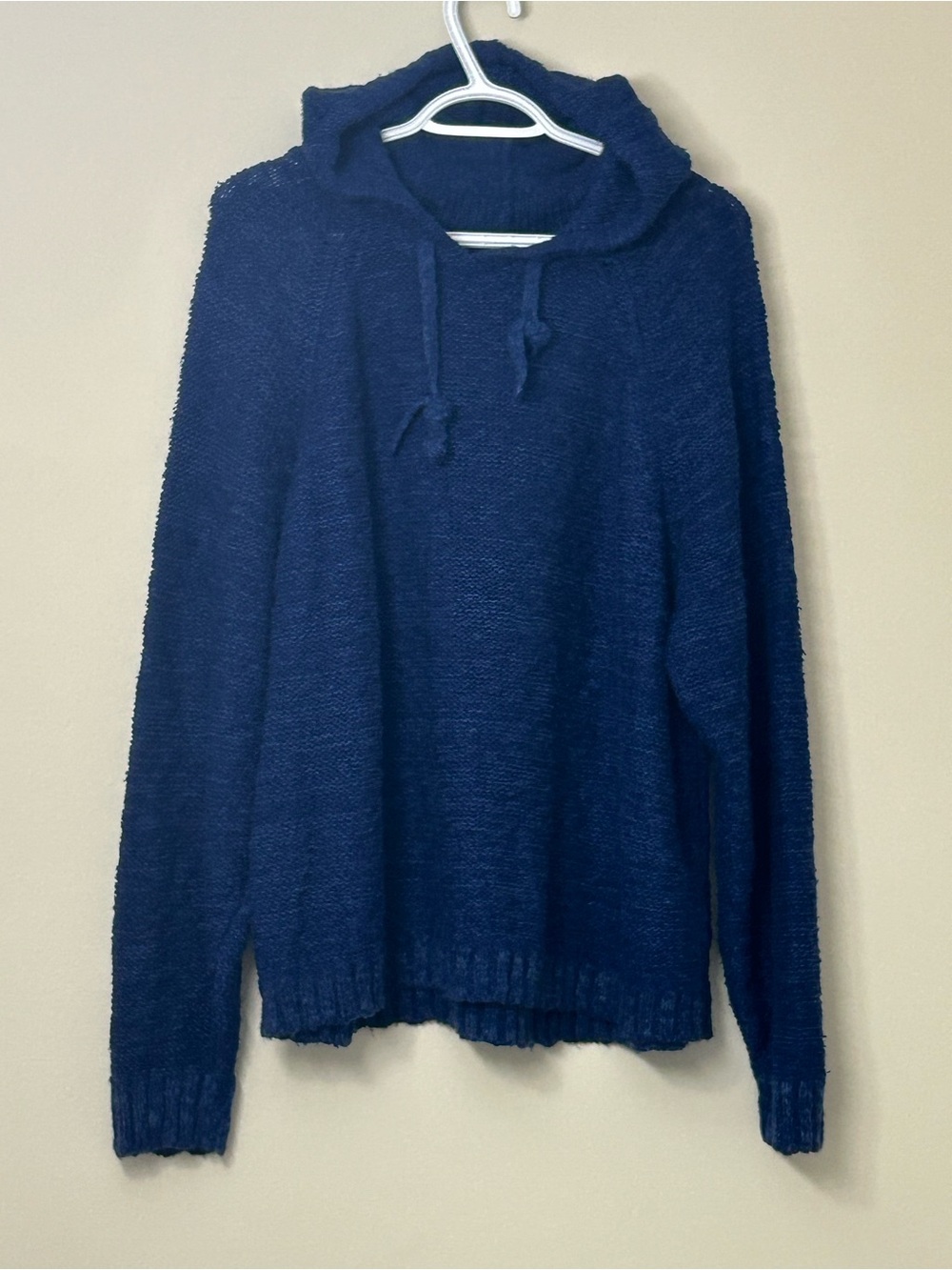 Torrid Blue Chunky Knit Pullover Hoodie Sweater 100% Cotton Size 2